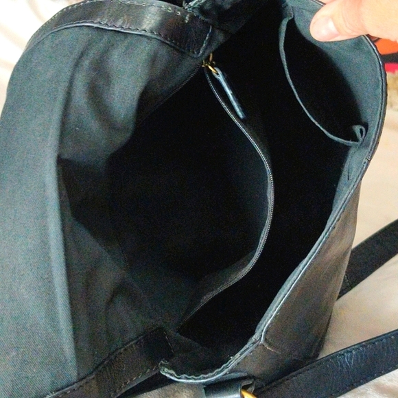 Fossil Genuine Black LEATHER and Calf Hair Bag Purse Crossbody Satchel Y2K - Picture 7 of 12